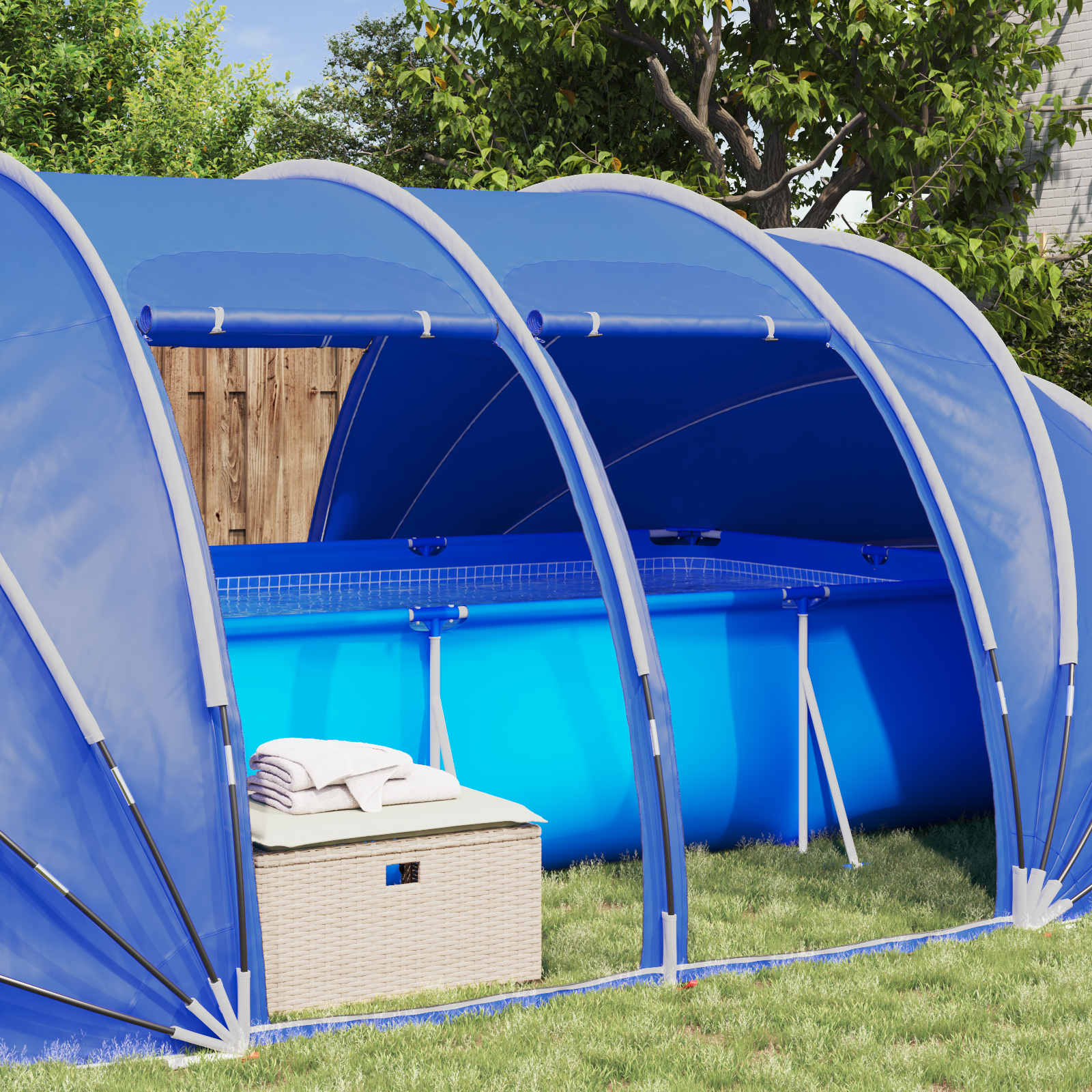 Poolzelt Kuppel 538 x 440 x 204 cm Azure Blau