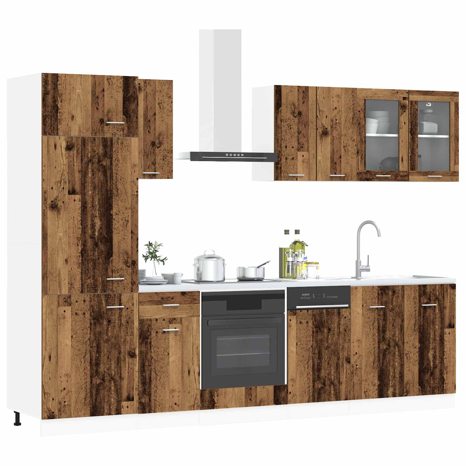 8-tlg. Küchenzeile Lyon Weiß Holzwerkstoff