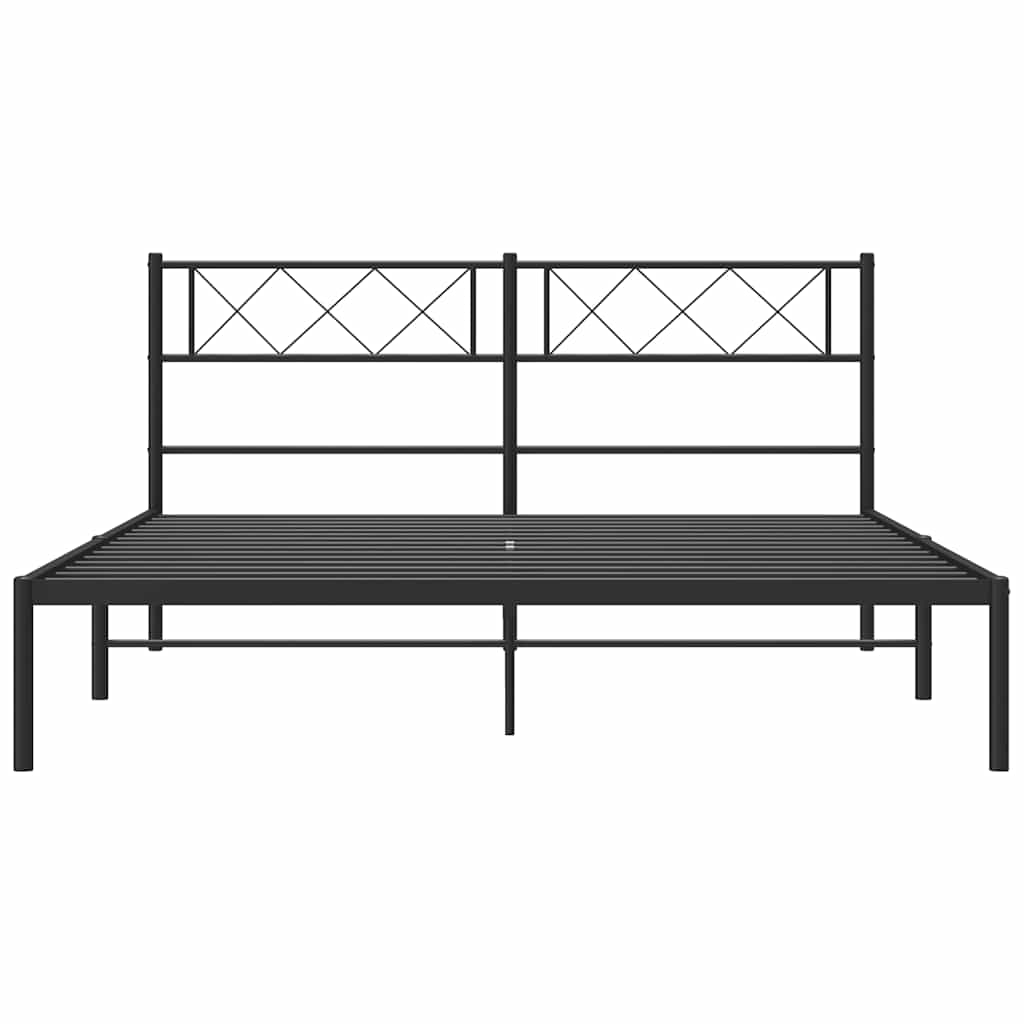 Bettgestell mit Kopfteil Metall Schwarz 100x190 cm