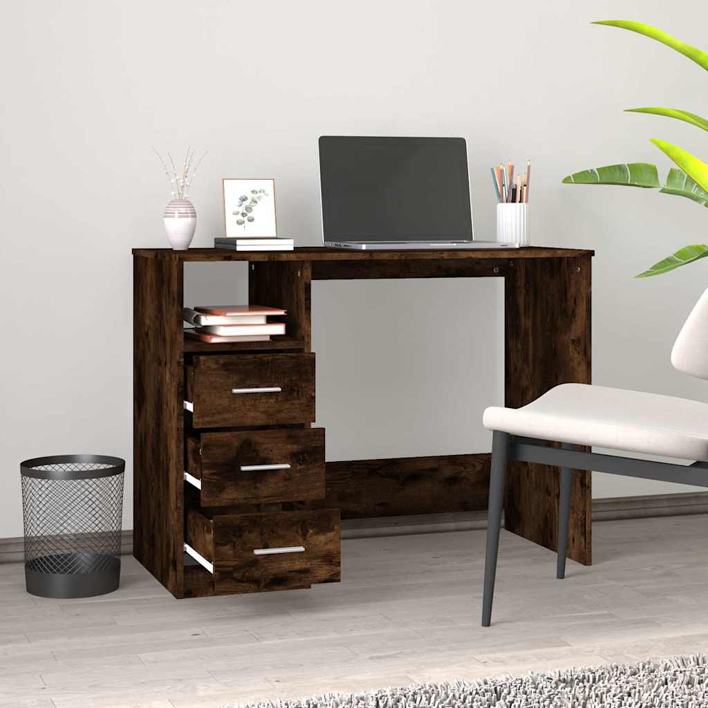 Schreibtisch mit Schubladen Weiß 102x50x76 cm Holzwerkstoff