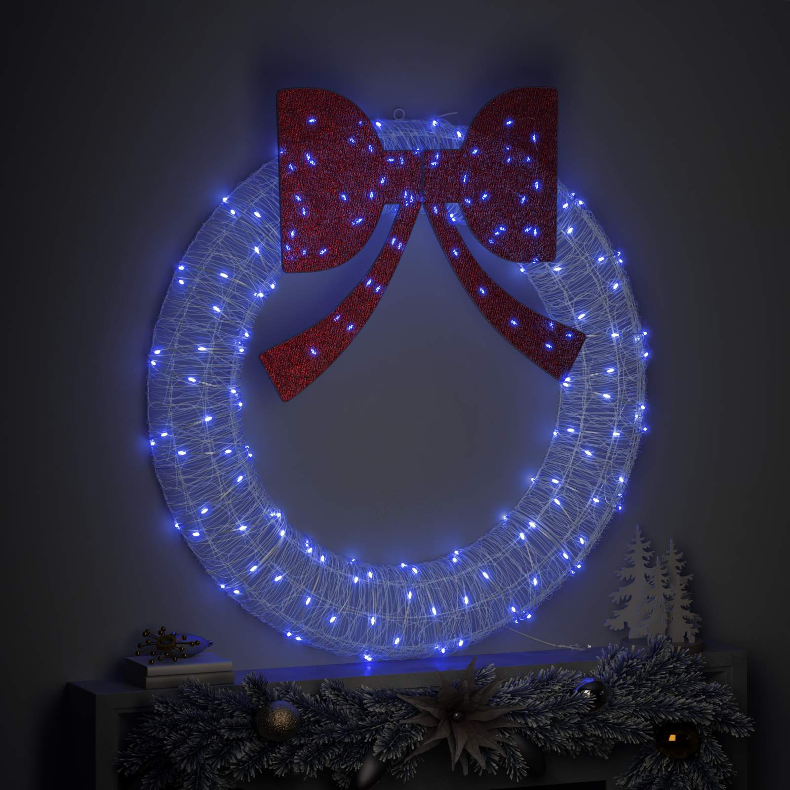 Kranz mit 60 LEDs Warmweiß 76 x 76 x 8,5 cm Acryl