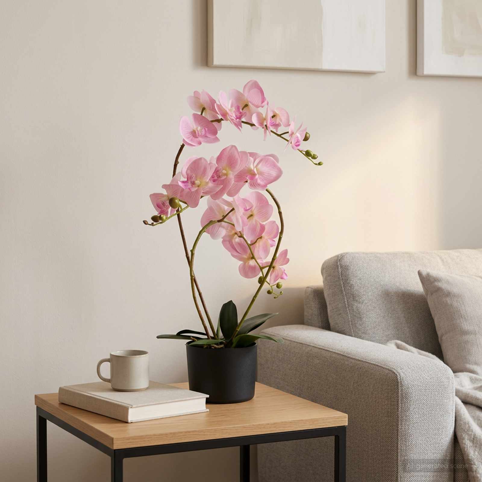 Künstliche Orchideenpflanze mit Topf Weiß 45 x 15 x 65 cm