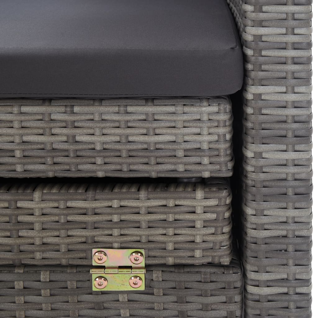 Ausziehbares 3-Sitzer-Schlafsofa mit Dach Poly Rattan Schwarz