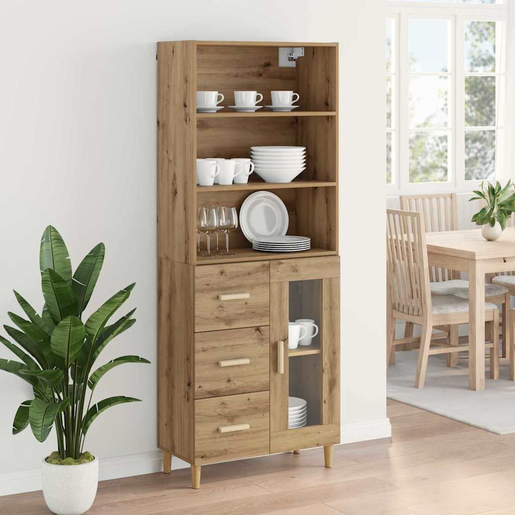 Highboard Altholz 69,5 x 32,5 x 180 cm Holzwerkstoff