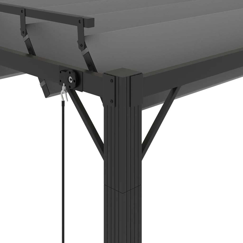 Pergola mit Lamellendach 3x3 m Creme Stoff und Aluminium