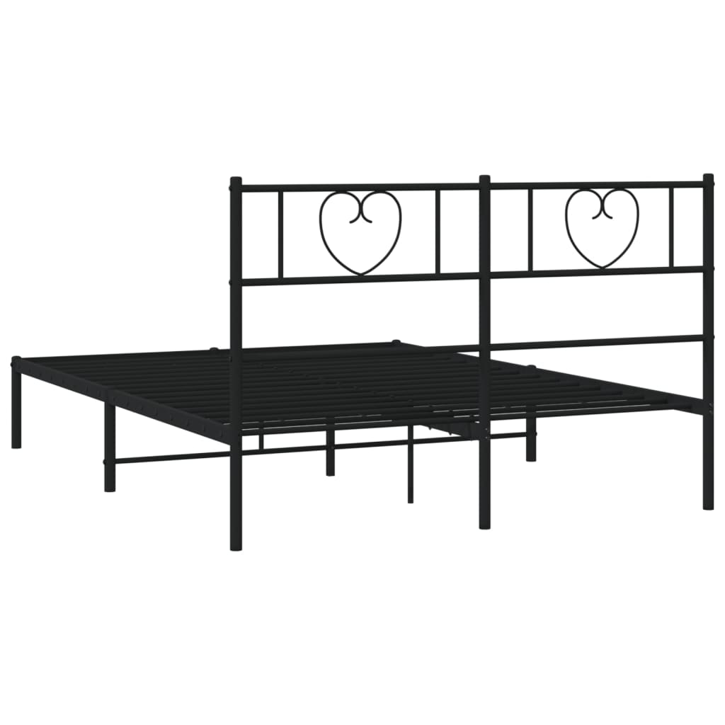 Bettgestell mit Kopfteil Metall Schwarz 100x190 cm