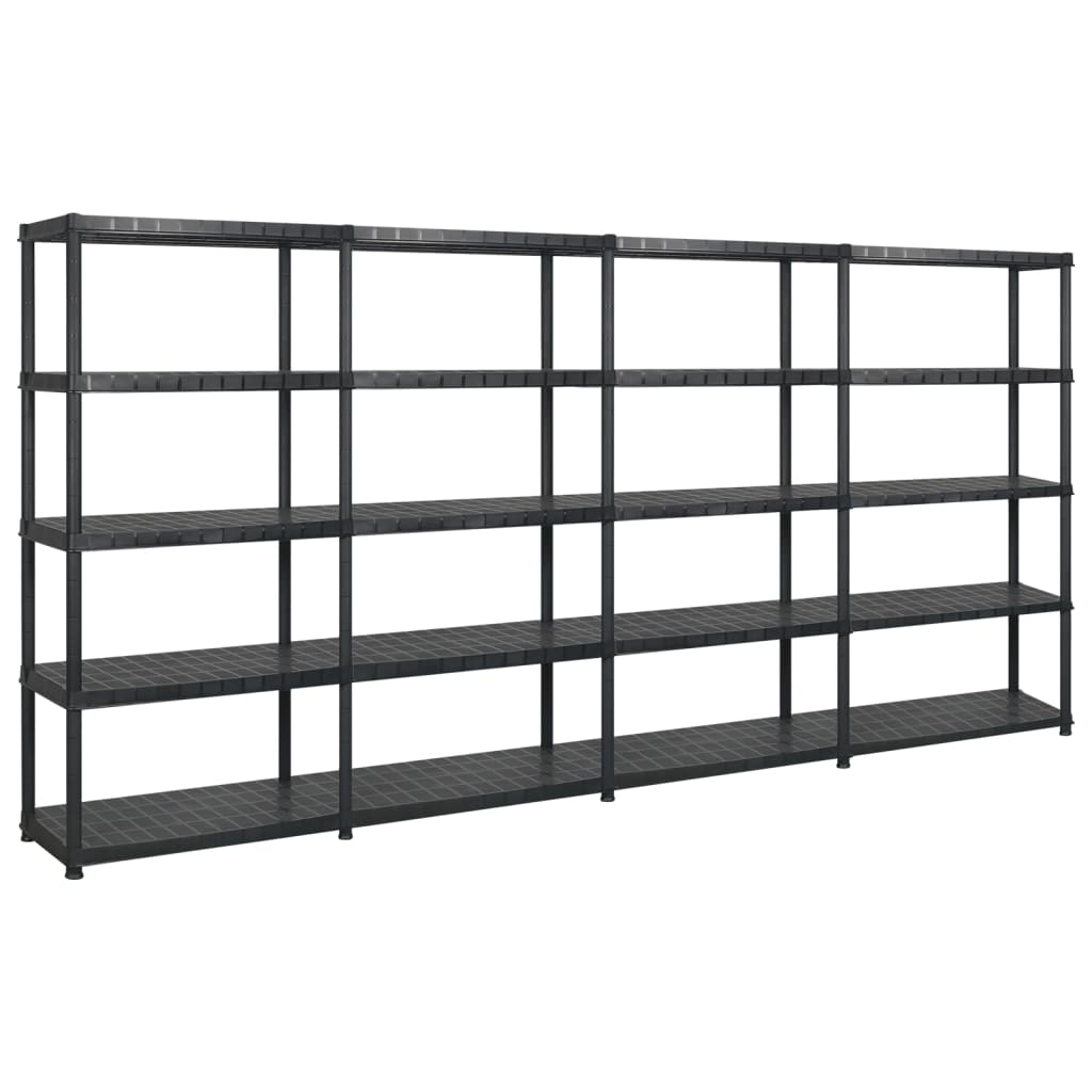 Lagerregal 4-Tier Schwarz 61x30,5x130 cm Kunststoff