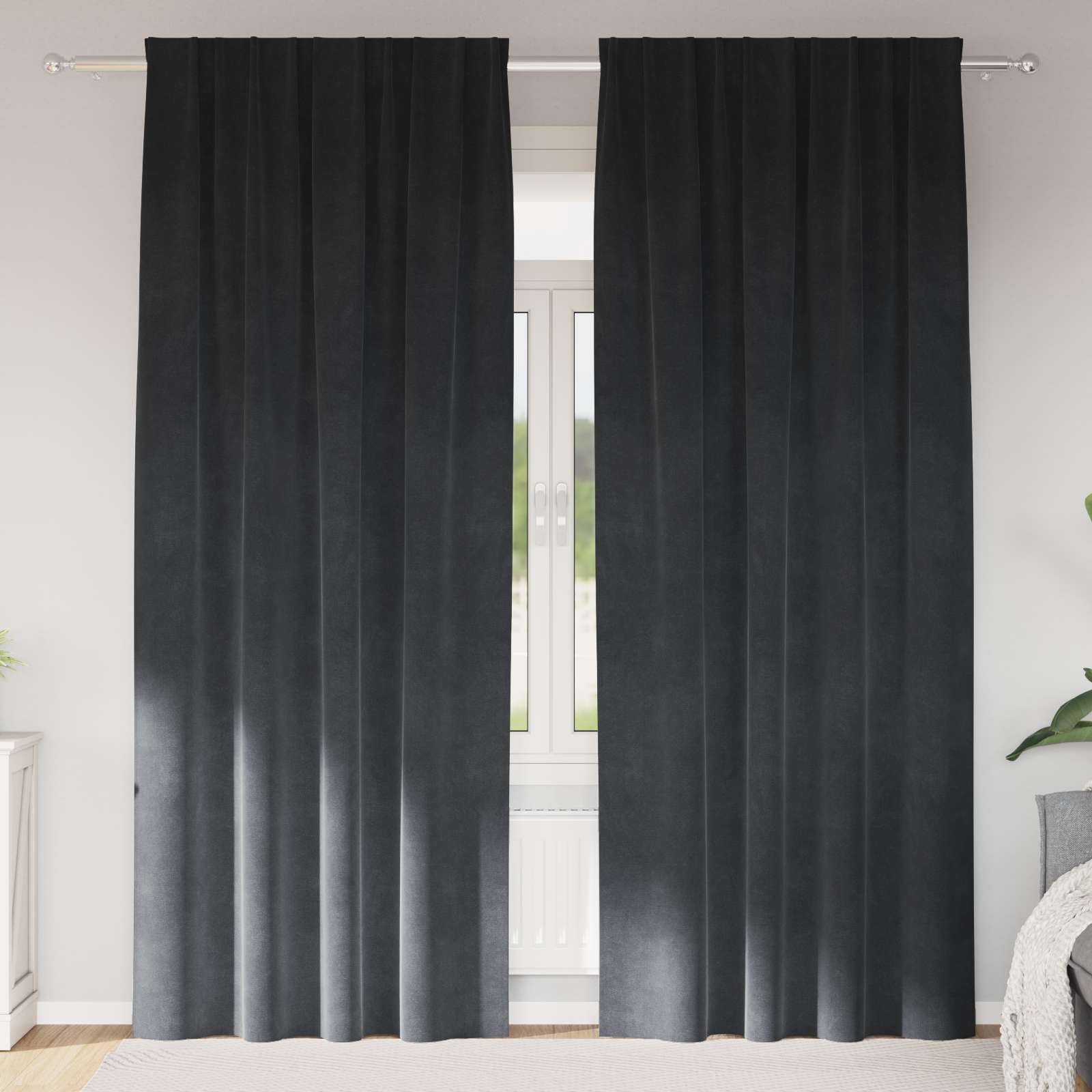 Verdunkelungsvorhänge 2 pcs Schwarz 140 x 140 cm Samt