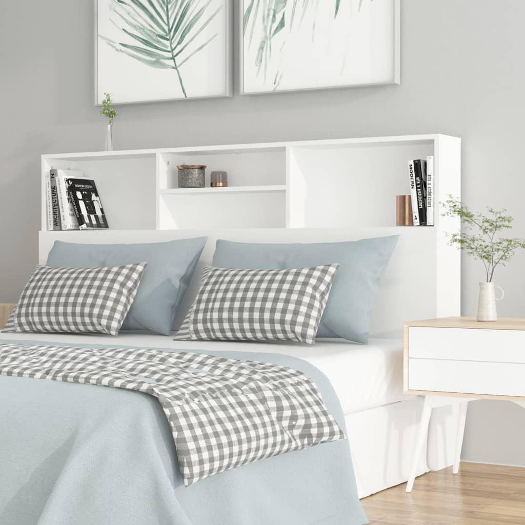 Bett-Kopfteil mit Ablagen Weiß 100x19x103,5 cm