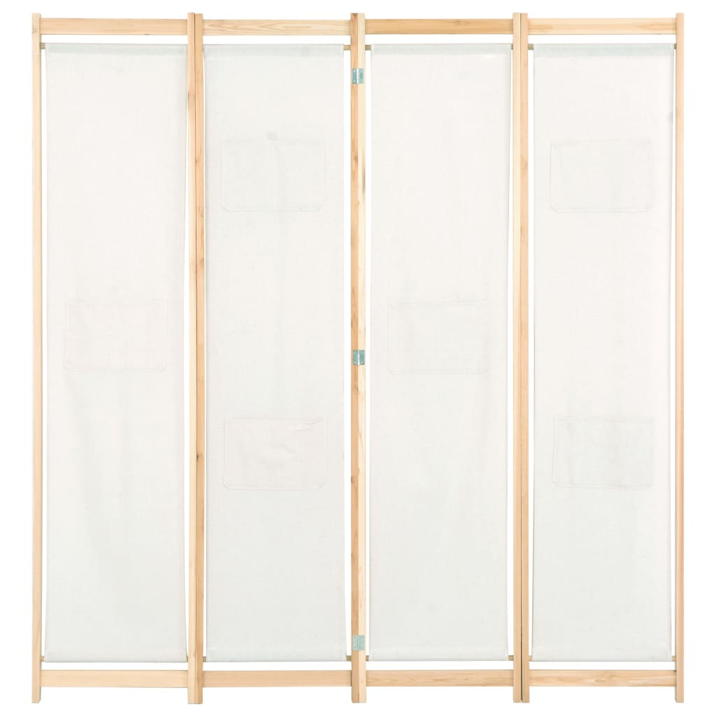 5-teiliger Raumteiler Creme 200 x 170 x 4 cm Stoff