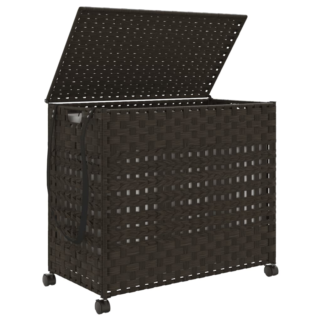 Wäschekorb mit Rollen 66x35x60 cm Rattan