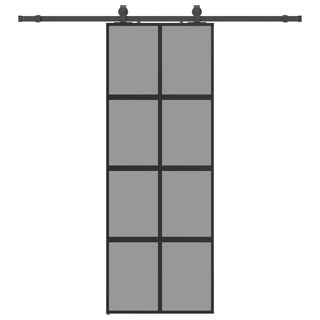 Schiebetür mit Beschlag Schwarz 76x205 cm ESG-Glas