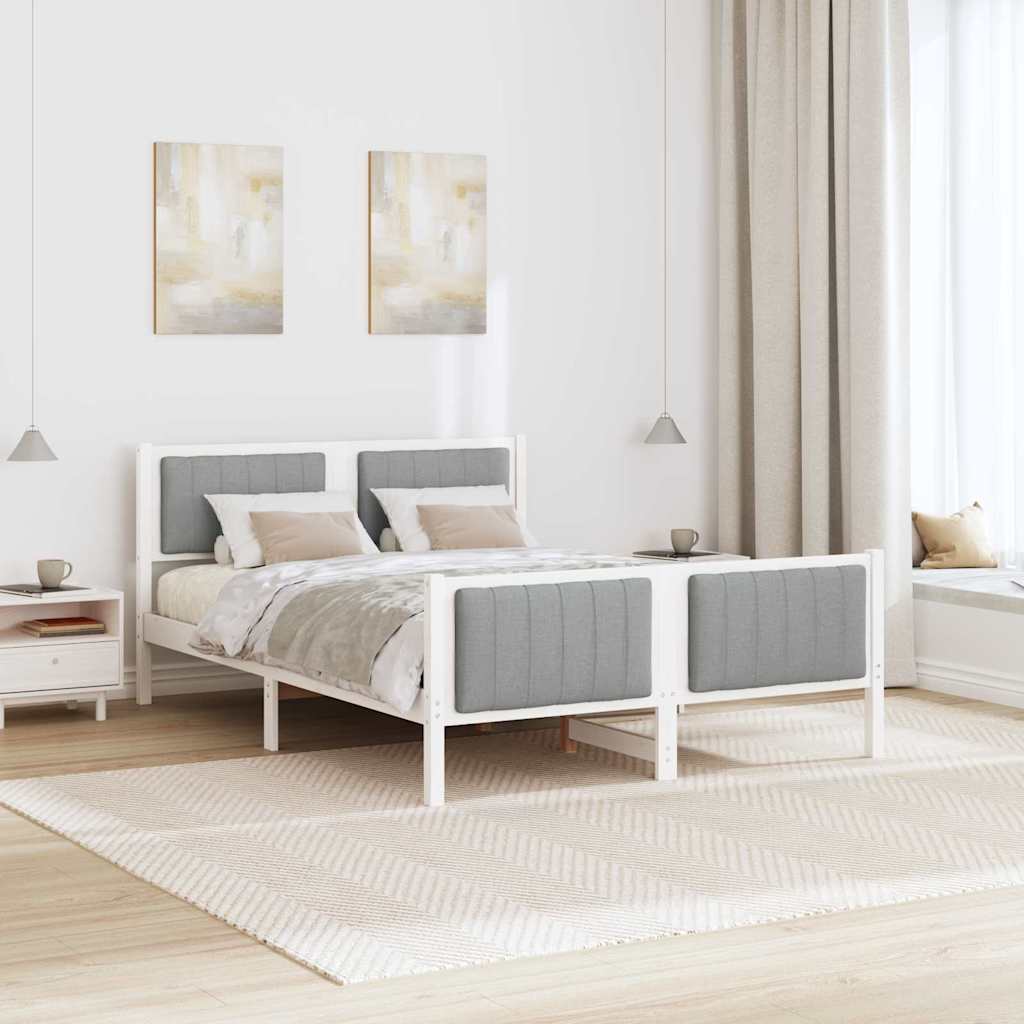 Bettgestell Braun und hellgrau 200 x 200 cm Massivholz Kiefer