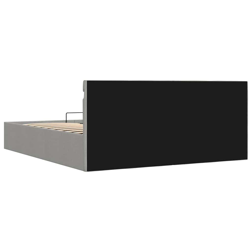 Bett mit Bettkasten Hydraulisch LED Dunkelgrau Stoff 90x200 cm