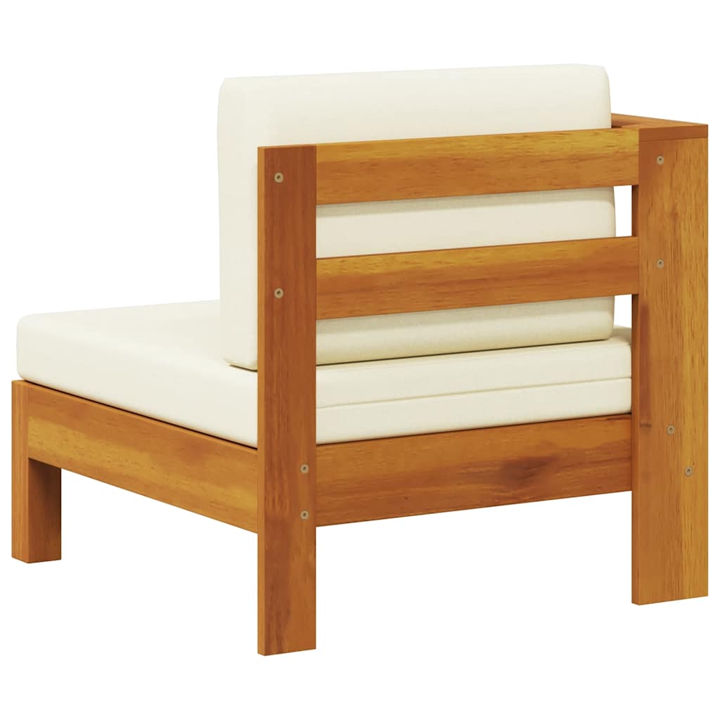 2-tlg. Garten-Lounge-Set mit Cremeweißen Kissen Akazienholz