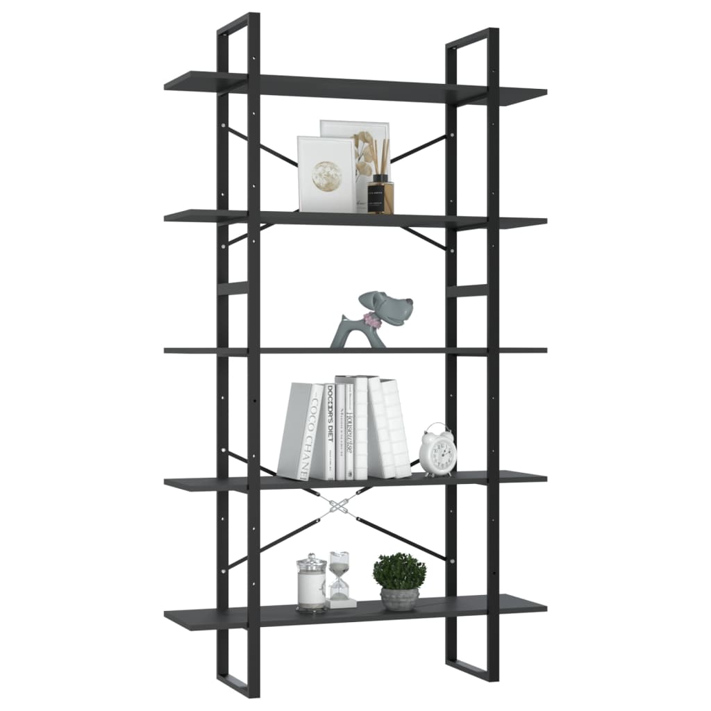 Bücherregal 5 Fächer Weiß 40x30x175 cm Holzwerkstoff