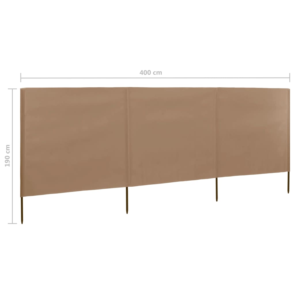 3-teiliges Windschutzgewebe 400 x 120 cm Weiß