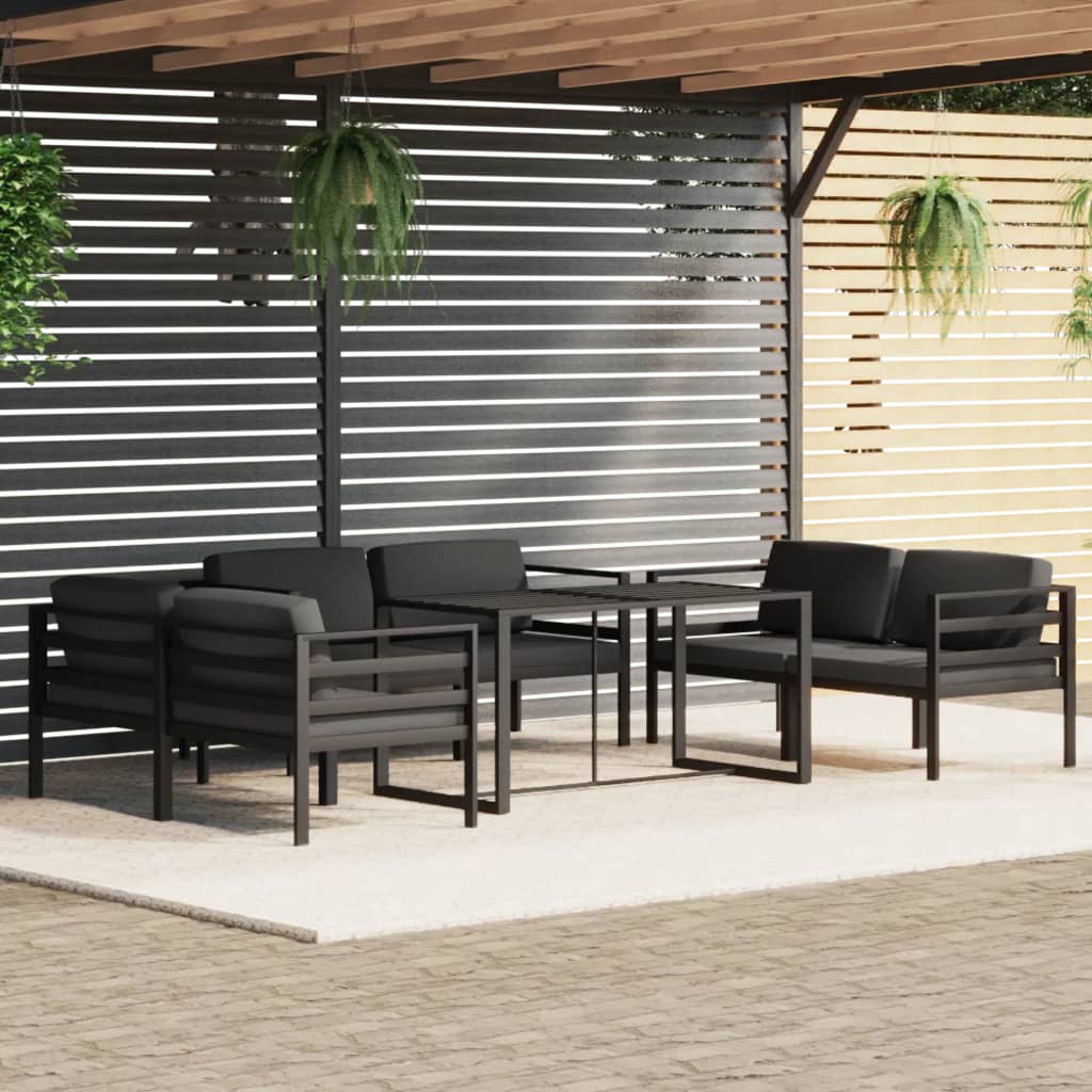 10-tlg. Garten-Lounge-Set mit Kissen Aluminium Anthrazit