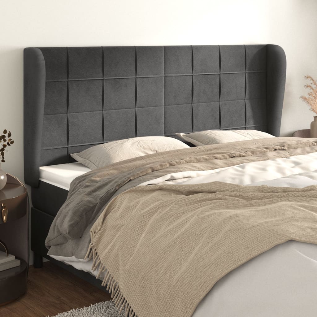 Kopfteil mit Ohren Dunkelblau 93x23x78/88 cm Samt