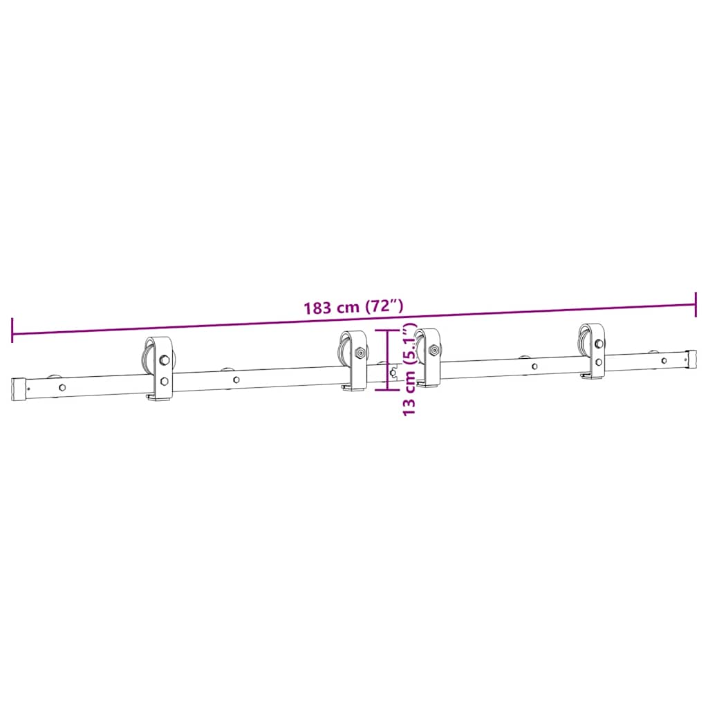 Schiebetürbeschlag-Set 183 cm Stahl Schwarz