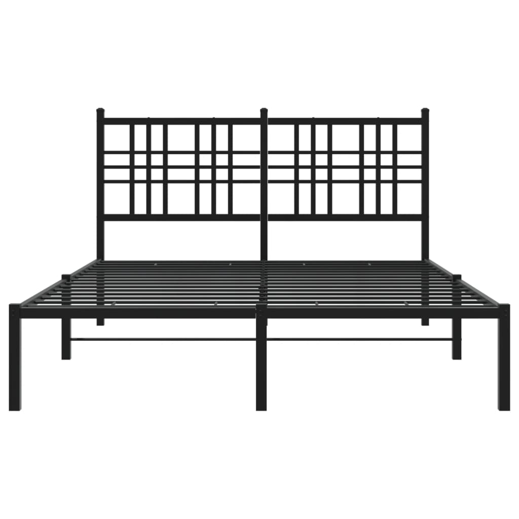 Bettgestell mit Kopf- und Fußteil Metall Schwarz 90x200 cm
