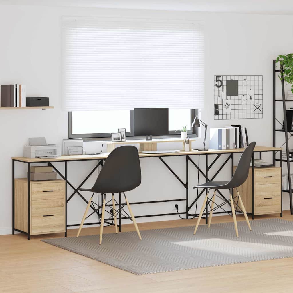 Schreibtisch mit Regal Schwarz Eichen-Optik 182 x 101 x 87,5 cm