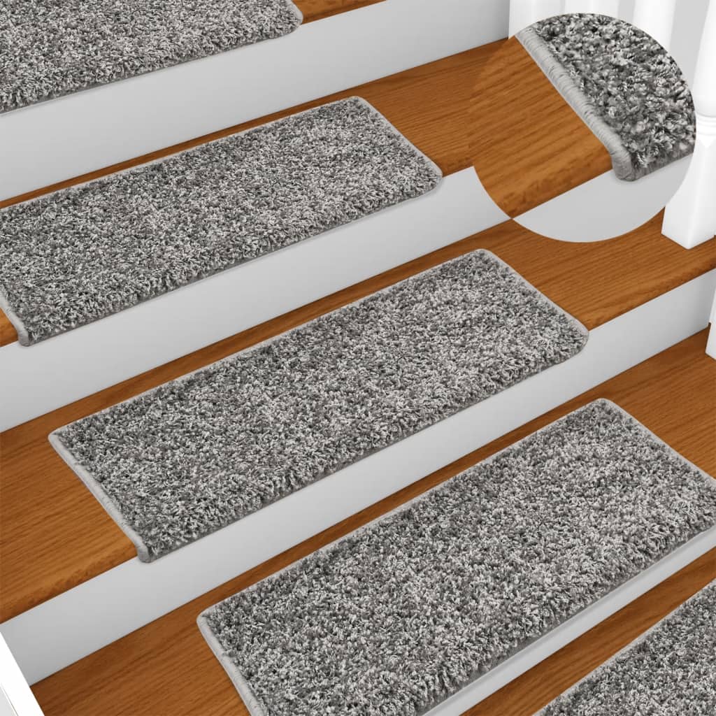 Stufenmatten 15 Stk. 65x21x4 cm Grau Rechteckiger Rand