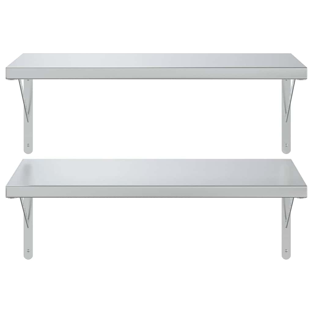 Wandregale 2 Stk. 100x40 cm Silbern Edelstahl