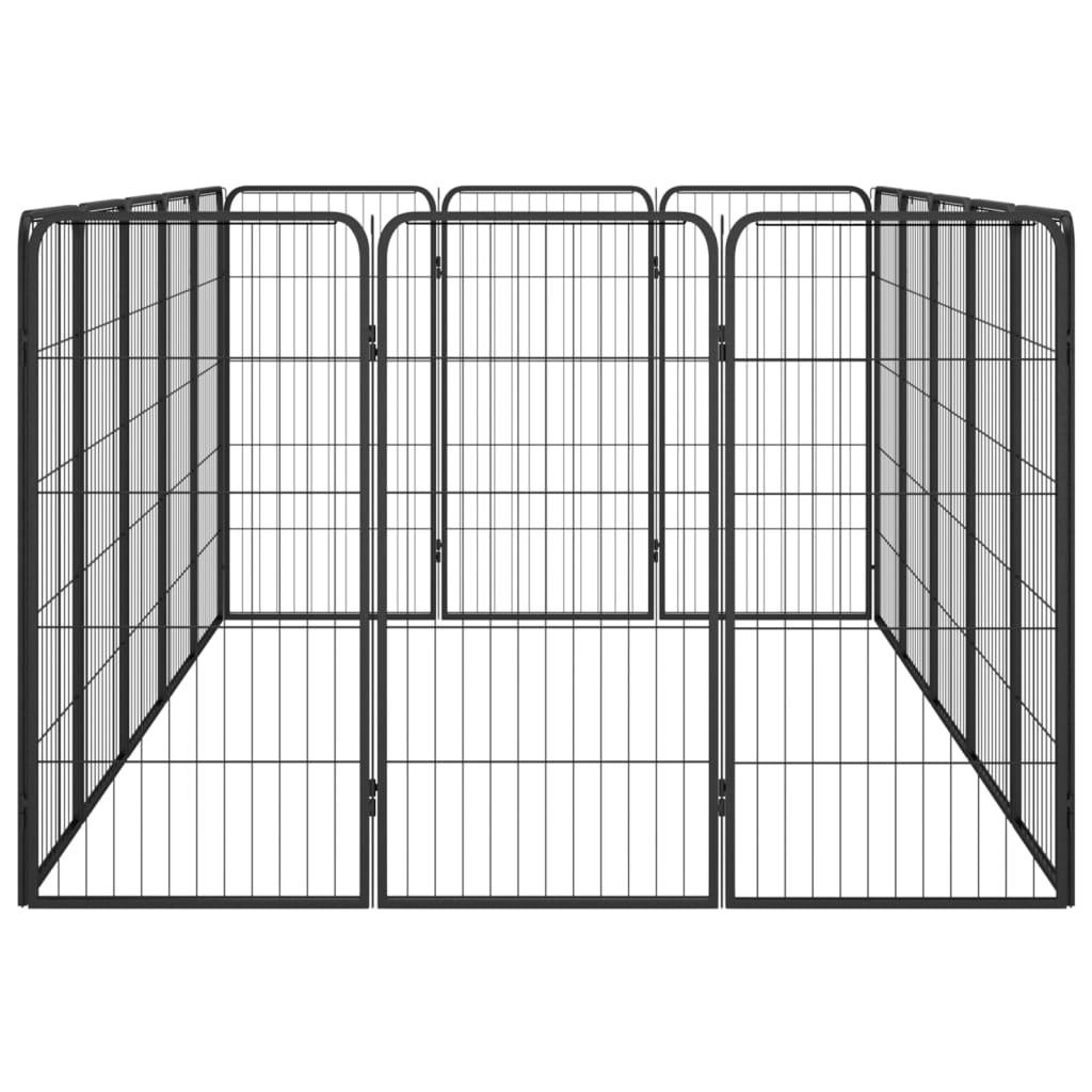4-tlg. Hundelaufstall Schwarz 50x100cm Stahl Pulverbeschichtung