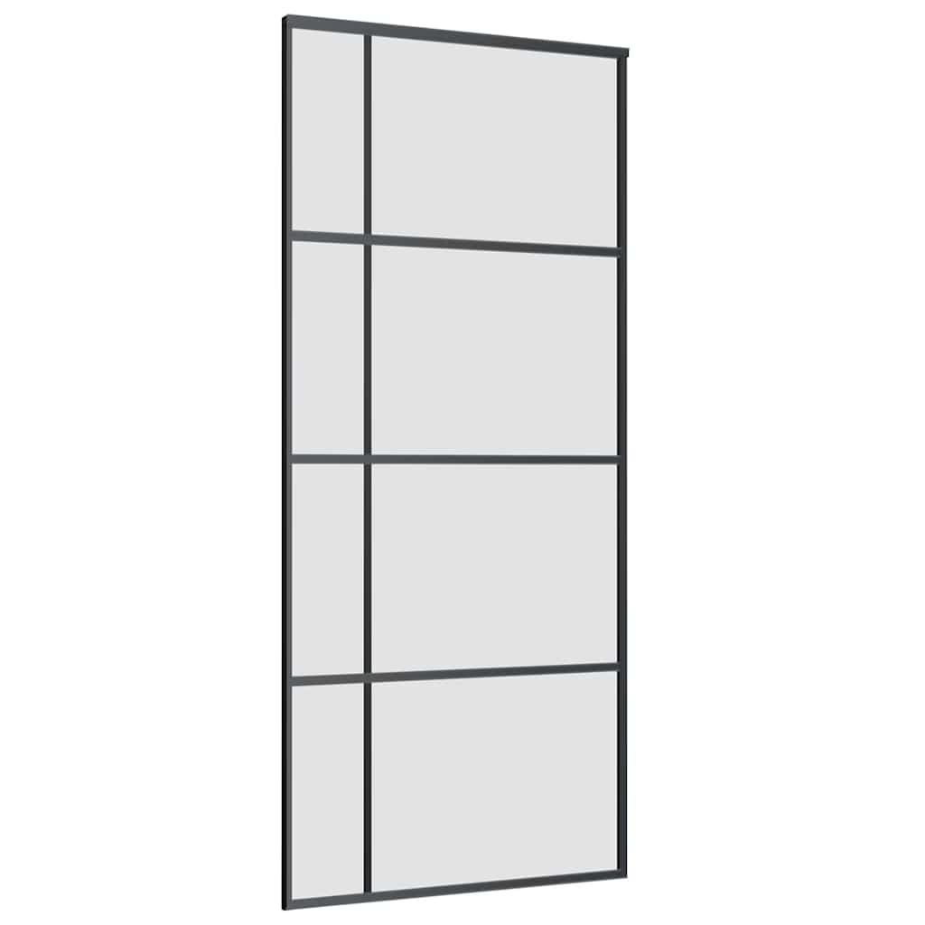 Schiebetür mit Beschlag Schwarz 76x205 cm ESG-Glas