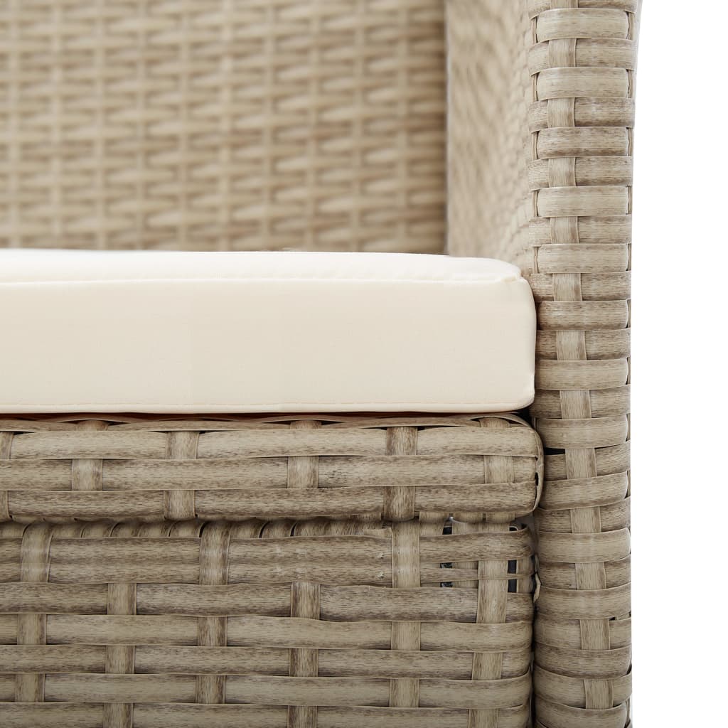 Garten-Liegestühle mit Kissen 2 Stk. Grau Poly Rattan