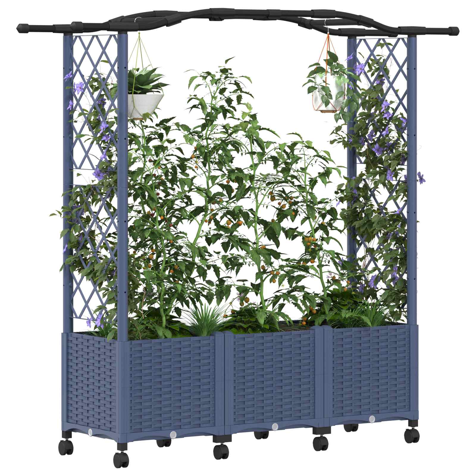 Hochbeet mit Rankgitter und Dach Braun 124 x 40 x 123 cm PP