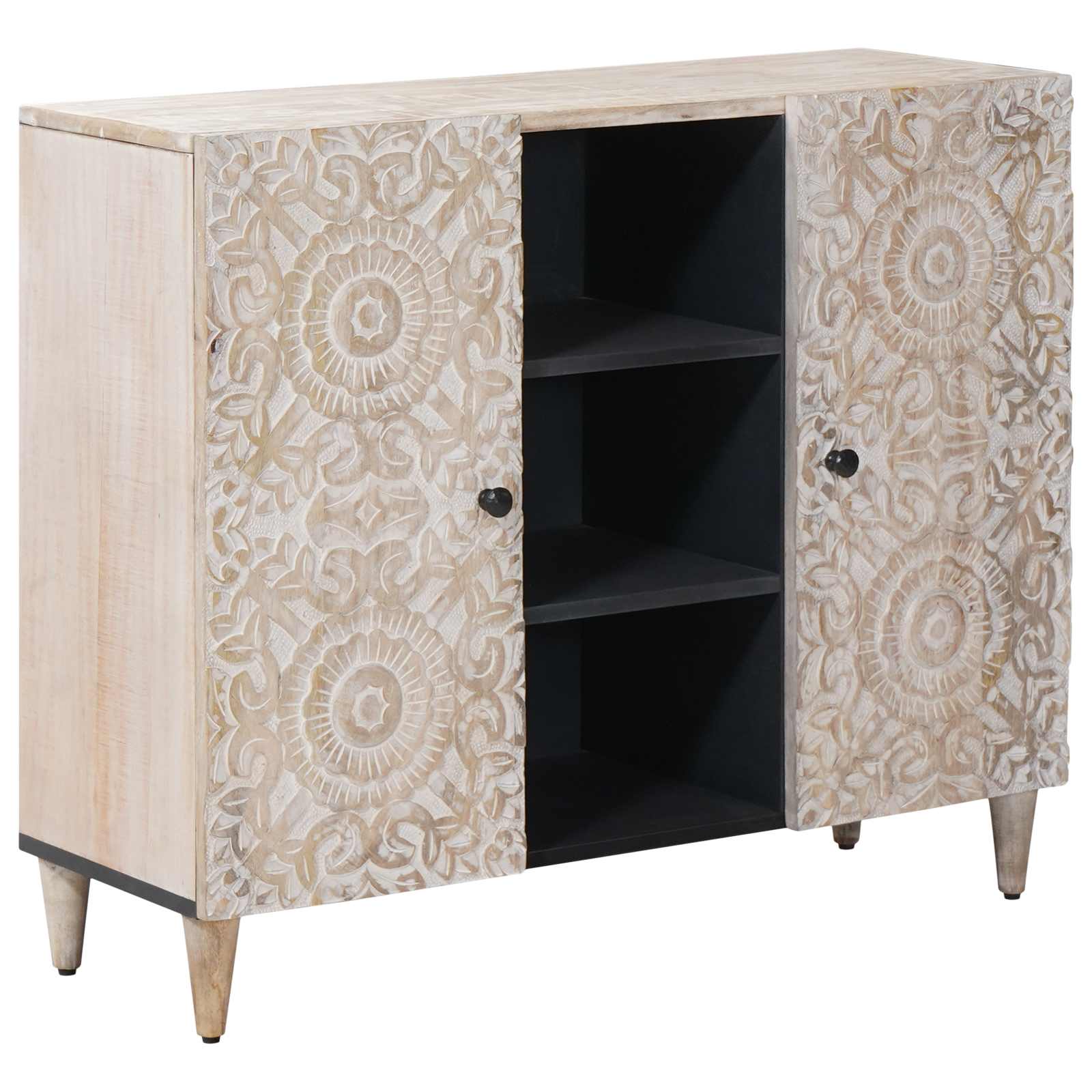 Sideboard mit Regal Braun 90 x 33,5 x 75 cm Massivholz Mango
