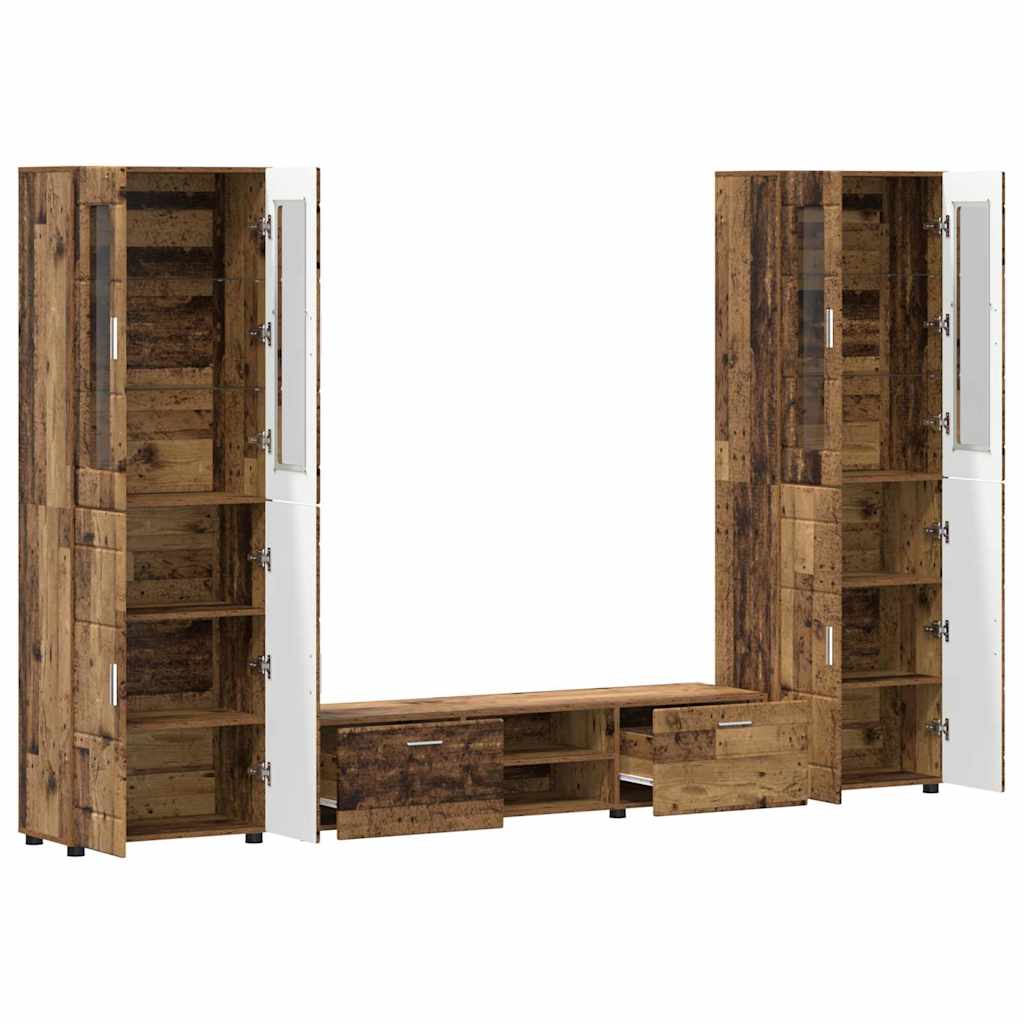 Highboard mit Regal FLORIN Weiß 60 x 35 x 182 cm Holzwerkstoff