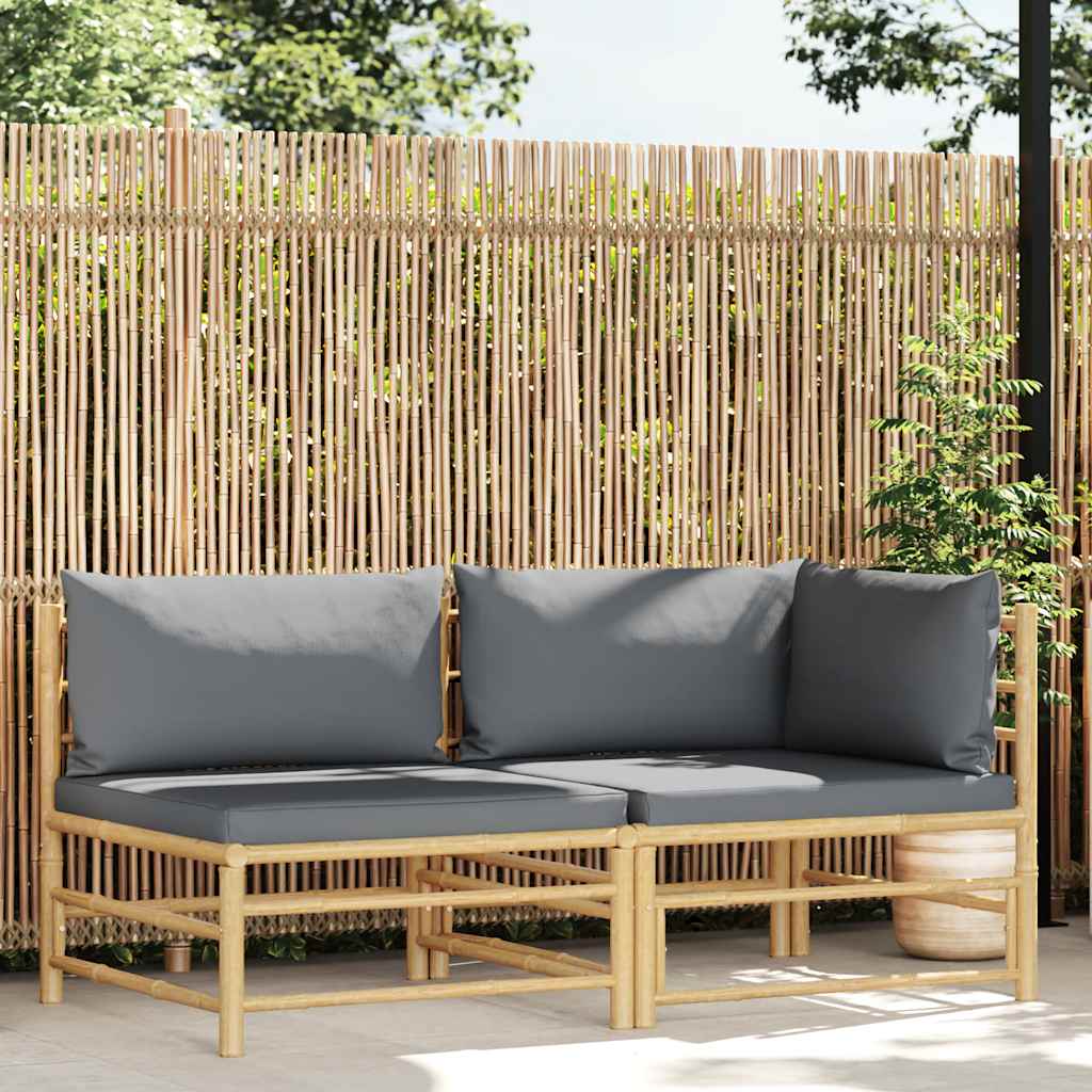 3-tlg. Garten-Lounge-Set mit Kissen Bambus