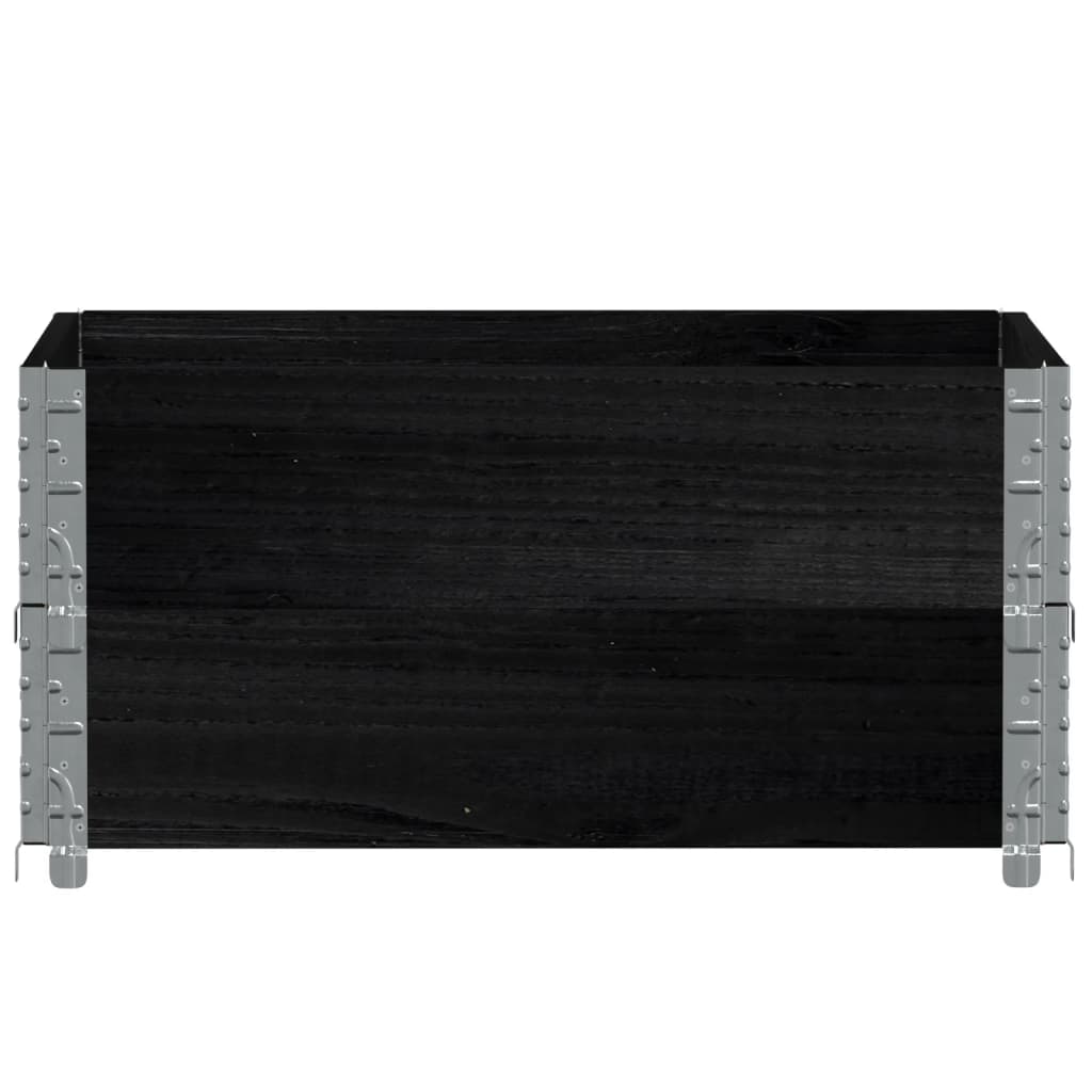 Paletten-Aufsatzrahmen Schwarz 80x60 cm Massivholz Kiefer