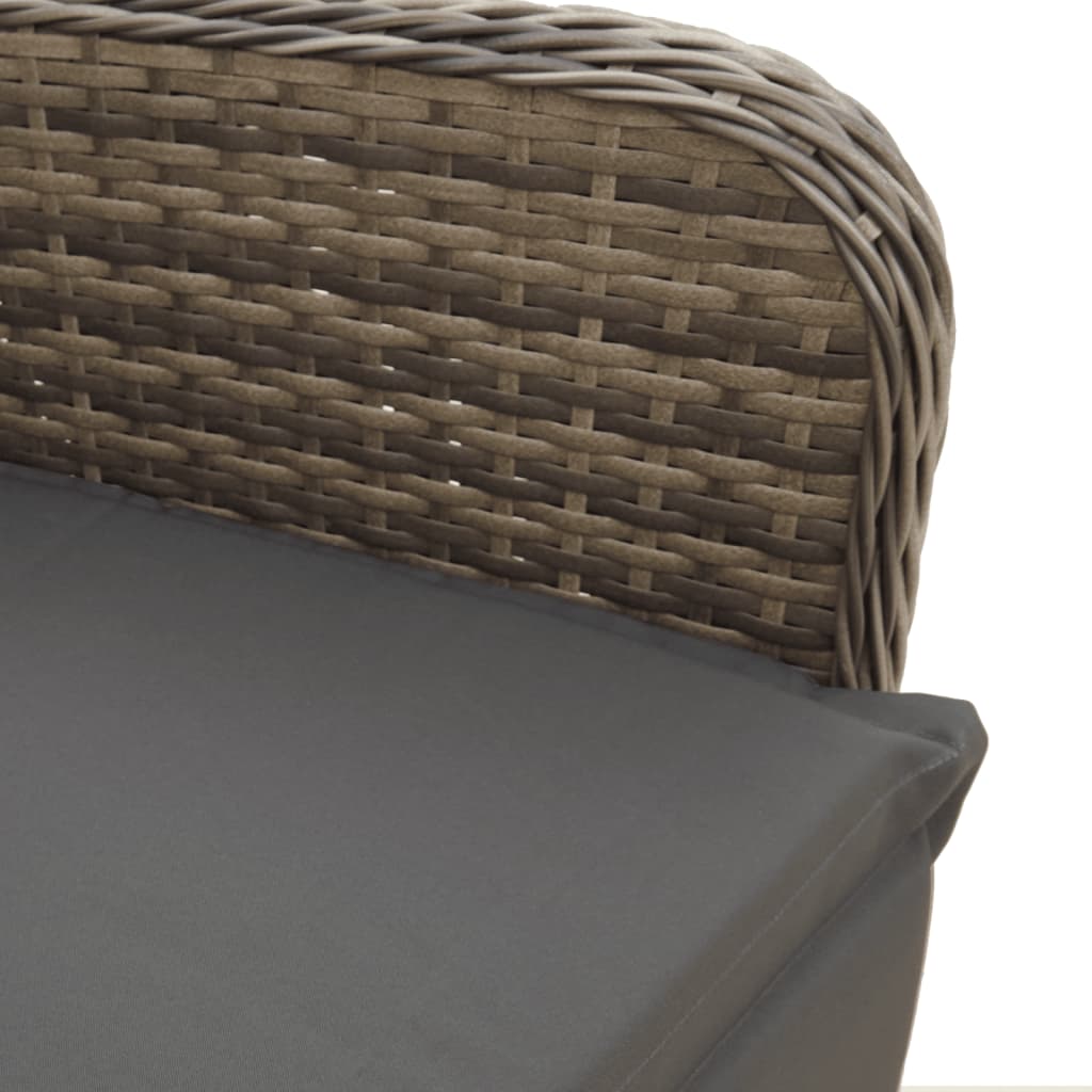 Gartensessel Verstellbar mit Kissen Schwarz Poly Rattan