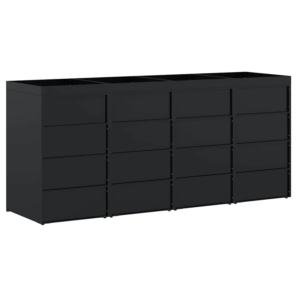 Mülltonnenbox für 2 Tonnen Schwarz 138x79x117 cm Stahl