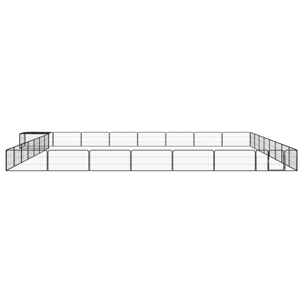 4-tlg. Hundelaufstall Schwarz 100x50cm Stahl Pulverbeschichtung