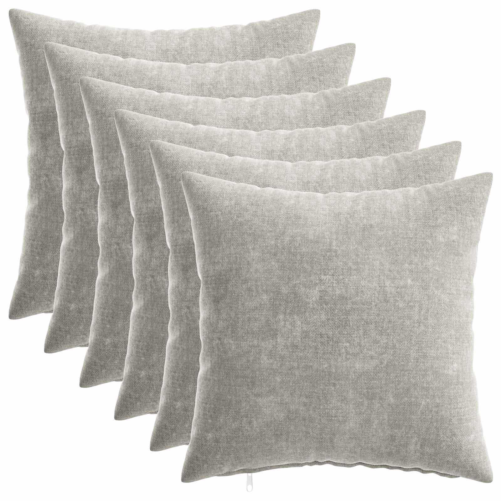Kissenbezug 6 Stk. HEERLEN Dunkelgrau 30 x 30 cm Chenille-Stoff