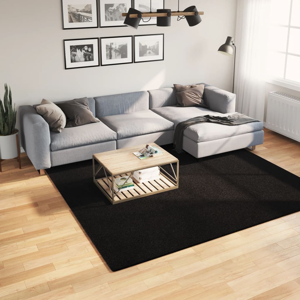 Teppich HUARTE Kurzflor Weich und Waschbar Anthrazit 60x110 cm