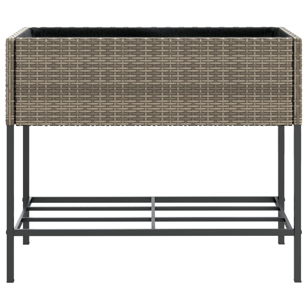 Hochbeete mit Ablage 2 Stk. Schwarz 70x28x70 cm Poly Rattan