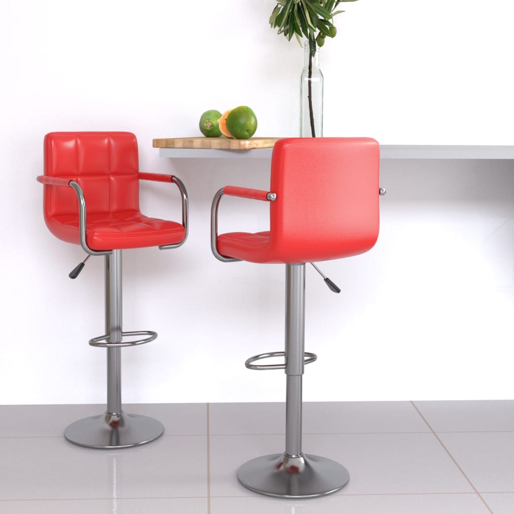 Barhocker 2 Stk. Rot Kunstleder