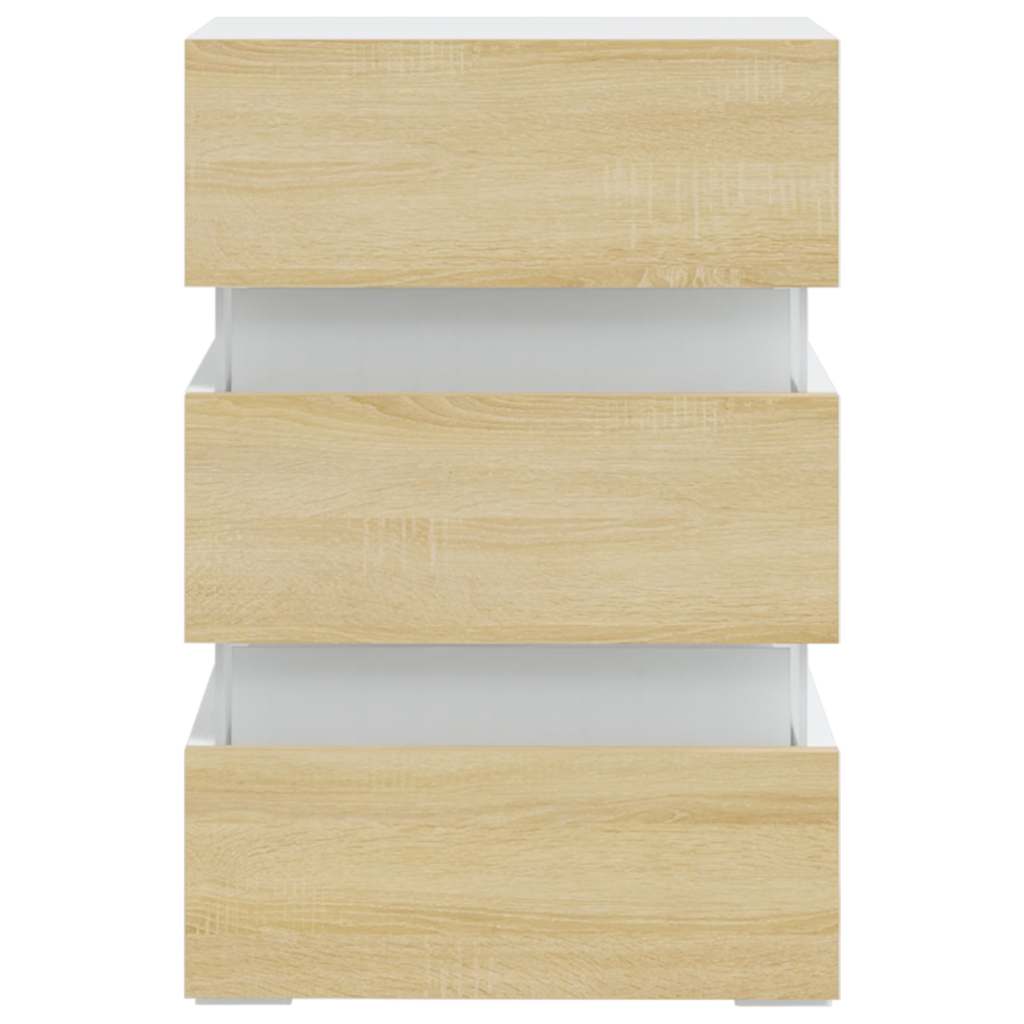 LED-Nachttisch Weiß 45x35x67 cm Holzwerkstoff