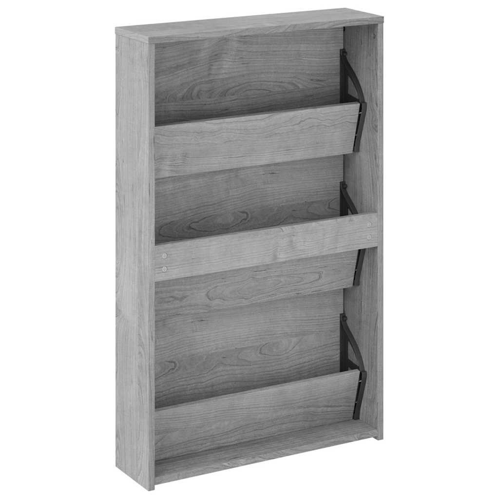 Schuhschrank mit 2 Fächern Spiegel Eiche-Optik 63x17x67 cm