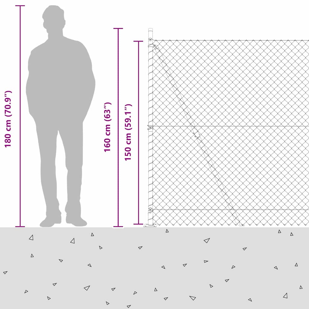 Outdoor Kettenglied-Zaun Erdfixierung 10 x 0,4 m Grün Netz