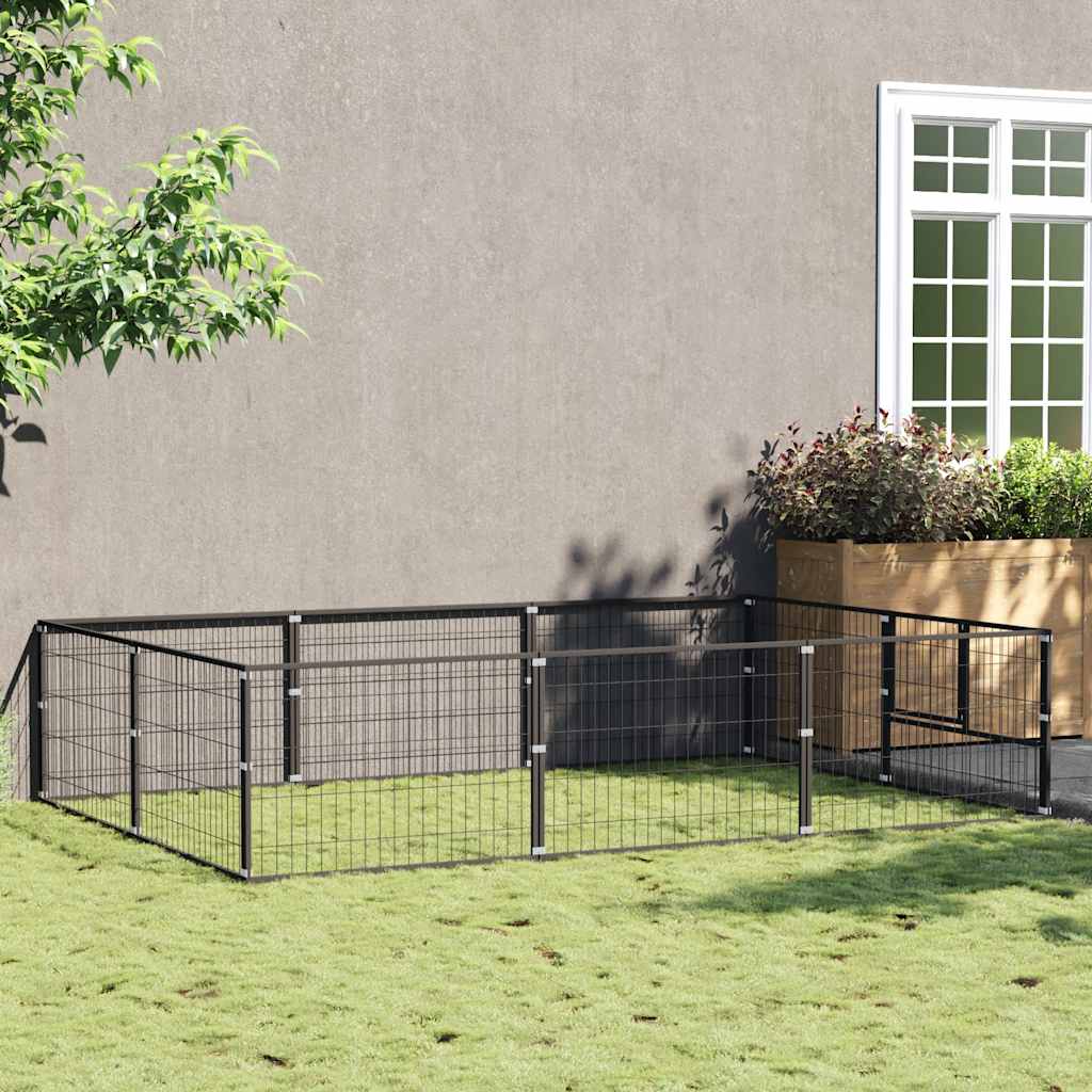 Hundezwinger Schwarz 4 m² Stahl