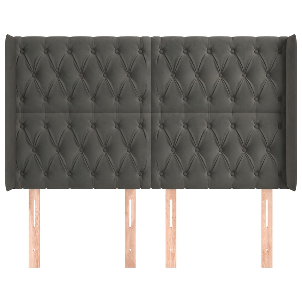 Kopfteil mit Ohren Dunkelblau 93x16x78/88 cm Samt