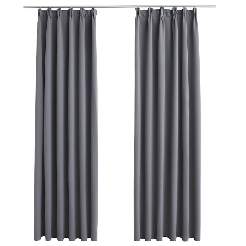 Verdunkelungsvorhänge mit Haken 2 Stk. Schwarz 140x175cm