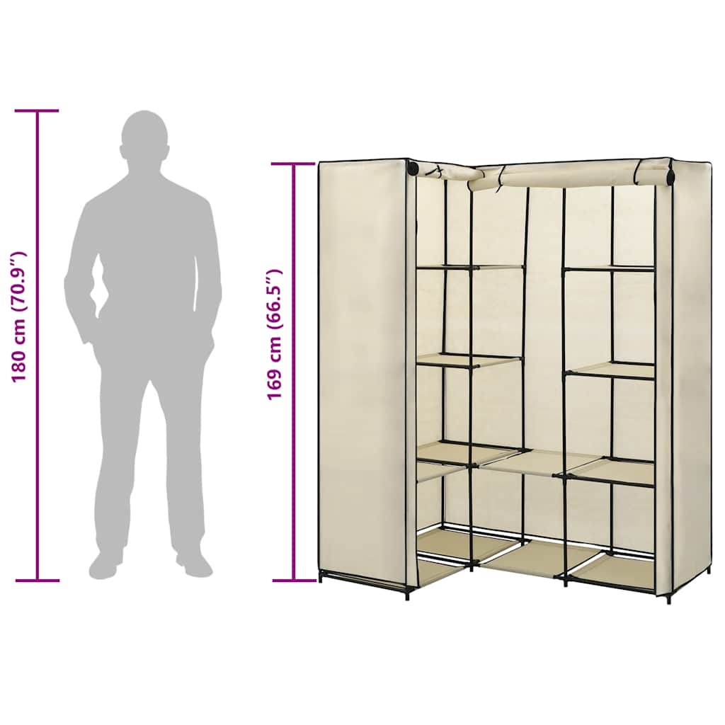 Eckkleiderschrank Schwarz 130 x 87 x 169 cm